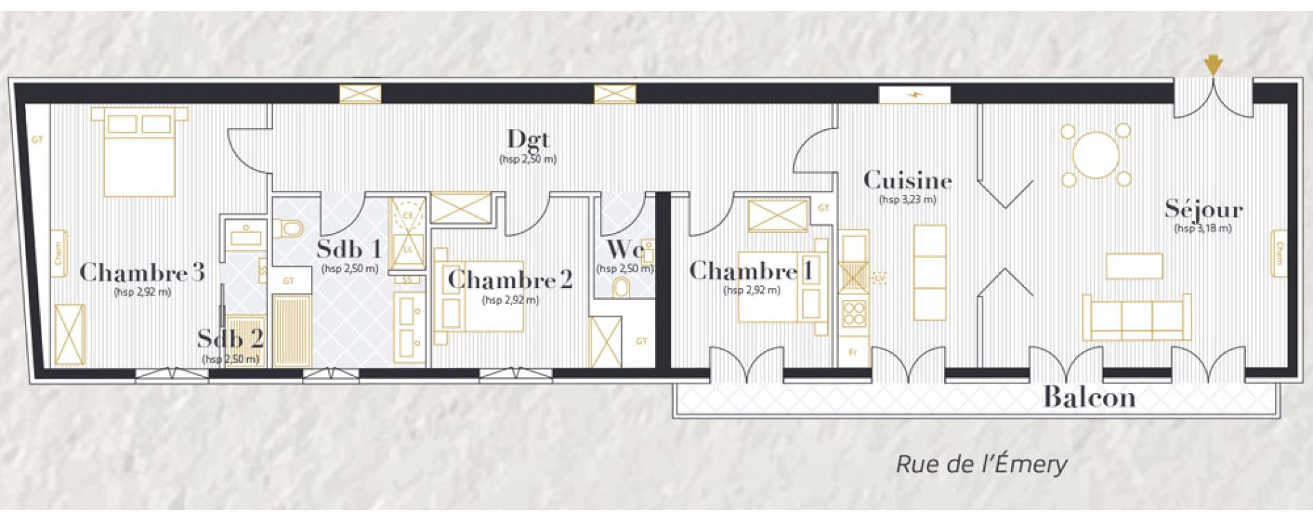 Appartement T4 de 96,80 m2 &agrave; Nantes Decr&eacute; - cath&eacute;drale