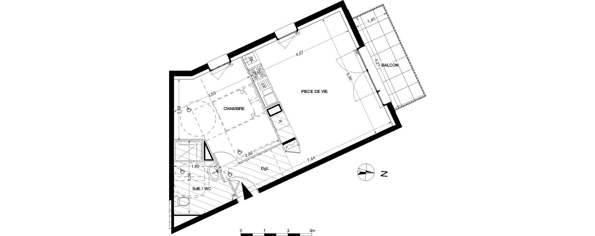 Appartement T2 de 46,45 m2 &agrave; Nantes Haluch&egrave;re - perray