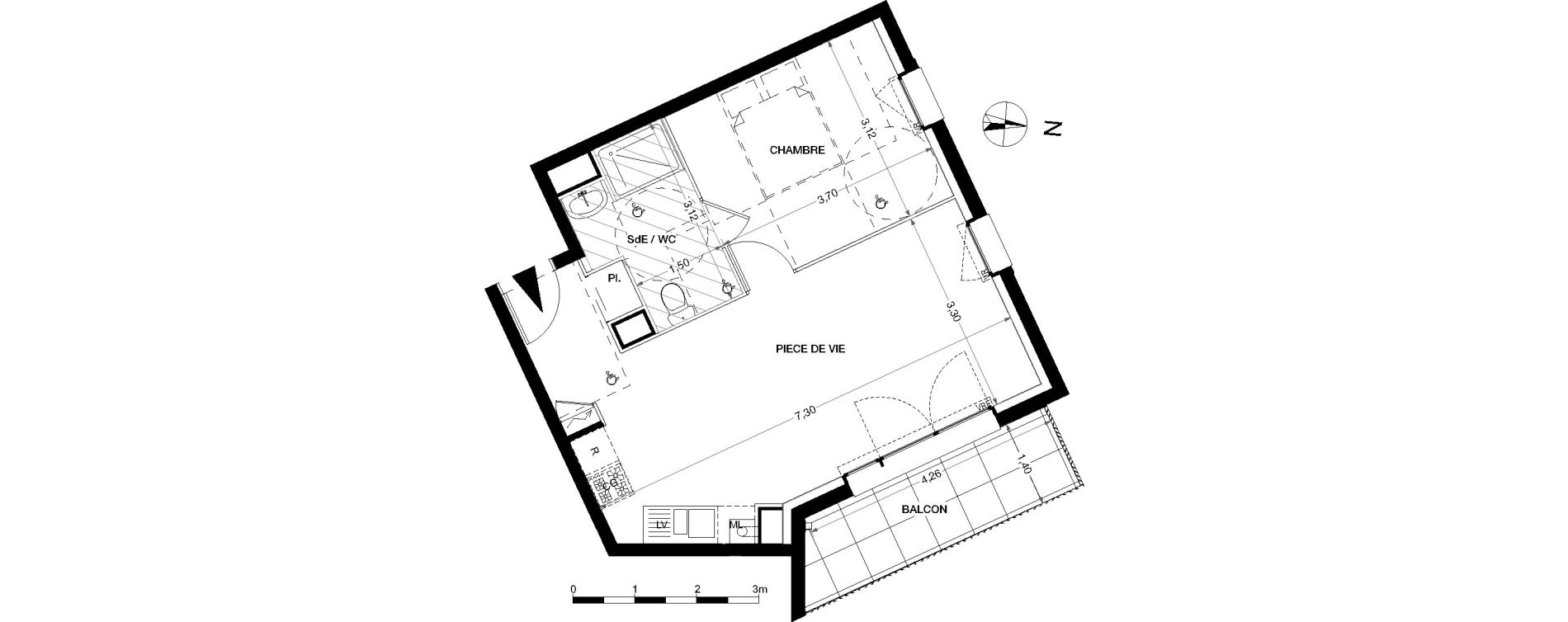 Appartement T2 de 43,23 m2 &agrave; Nantes Haluch&egrave;re - perray