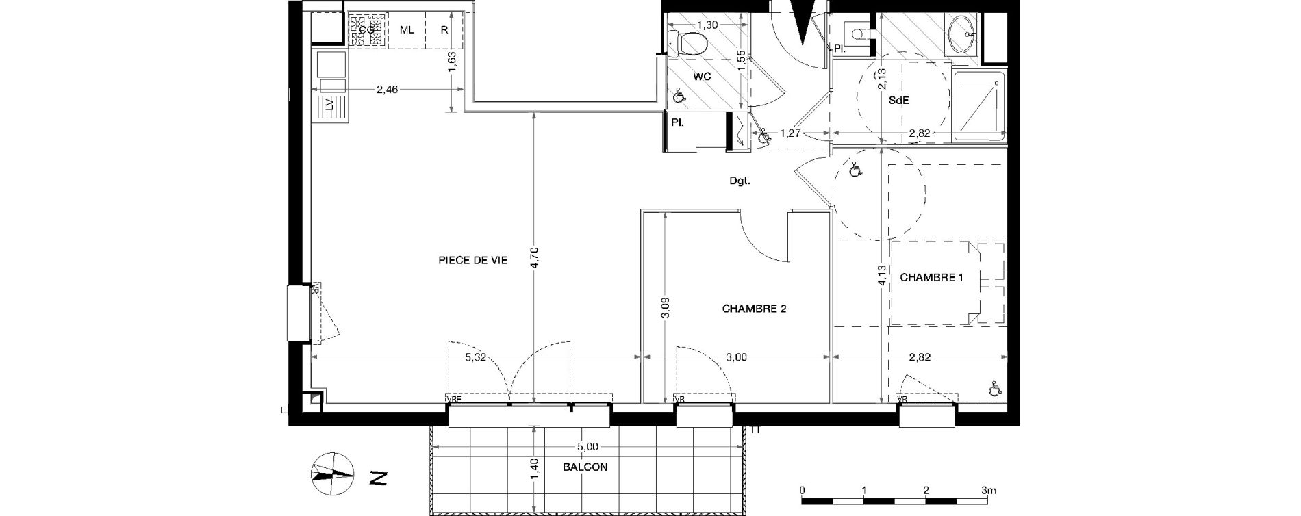 Appartement T3 de 62,97 m2 &agrave; Nantes Haluch&egrave;re - perray