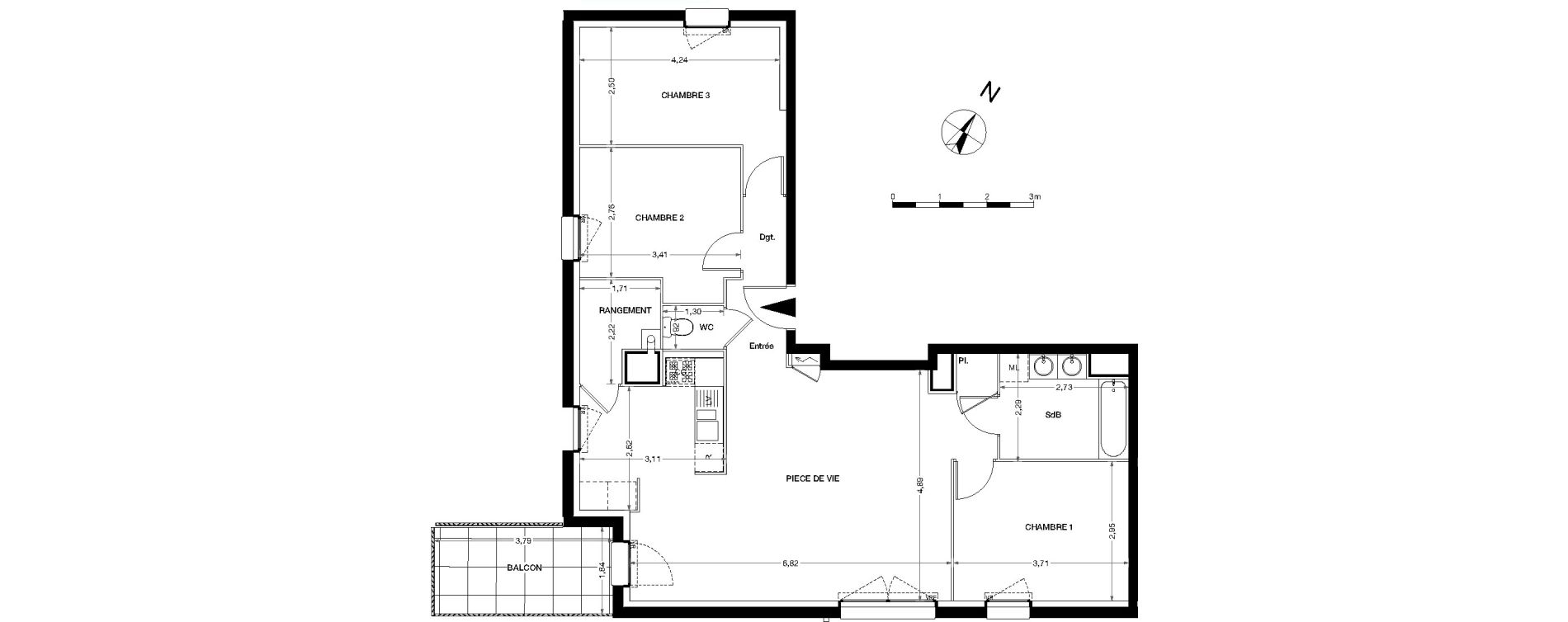 Appartement T4 de 84,63 m2 &agrave; Nantes Haluch&egrave;re - perray