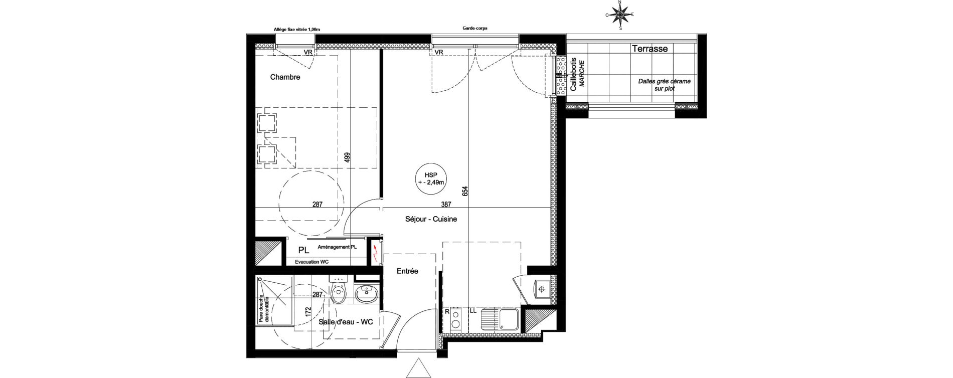 Appartement T2 de 43,60 m2 &agrave; Nantes Les hauts pav&eacute;s