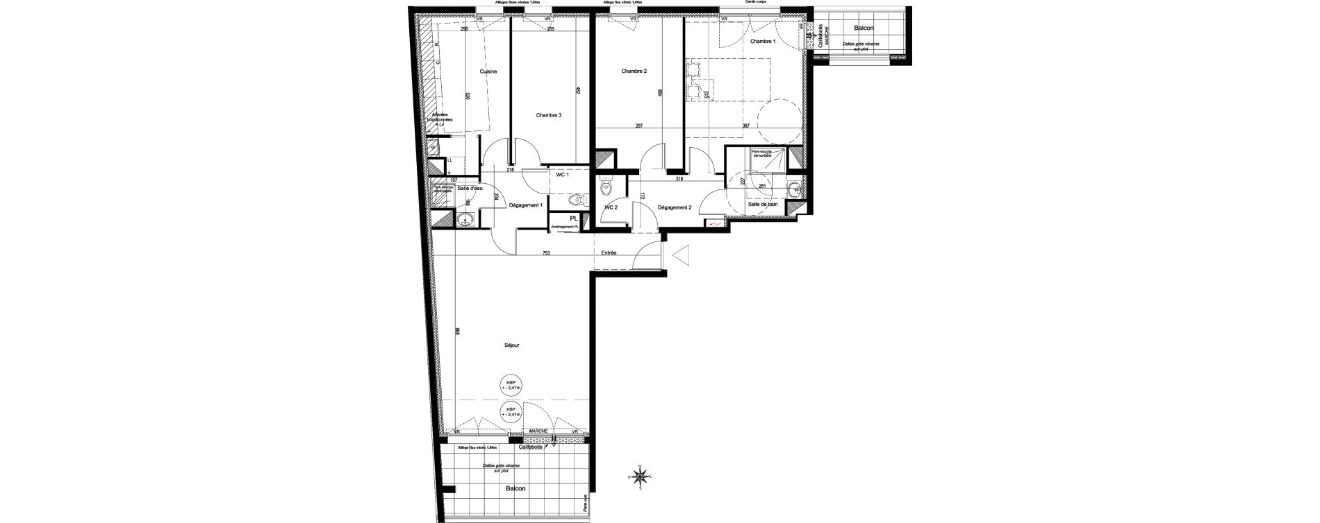 Appartement T4 de 114,30 m2 &agrave; Nantes Les hauts pav&eacute;s