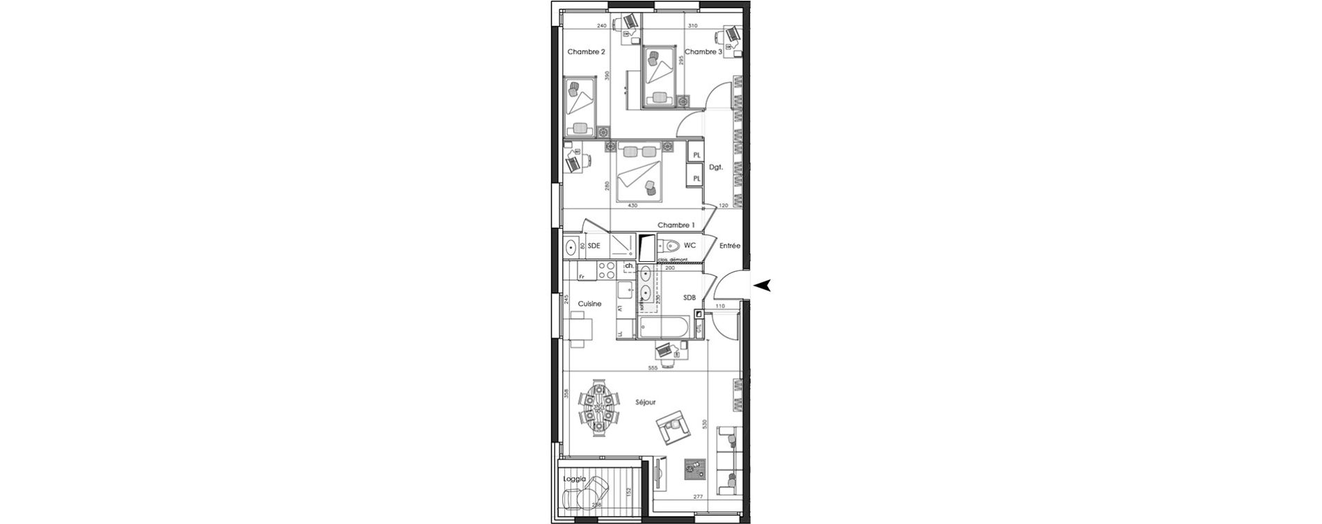 Appartement T4 de 78,04 m2 &agrave; Nantes La gaudini&egrave;re