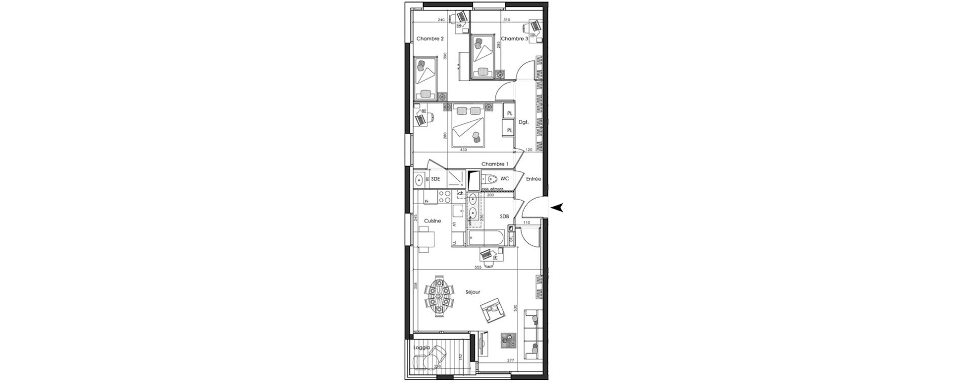 Appartement T4 de 78,04 m2 &agrave; Nantes La gaudini&egrave;re