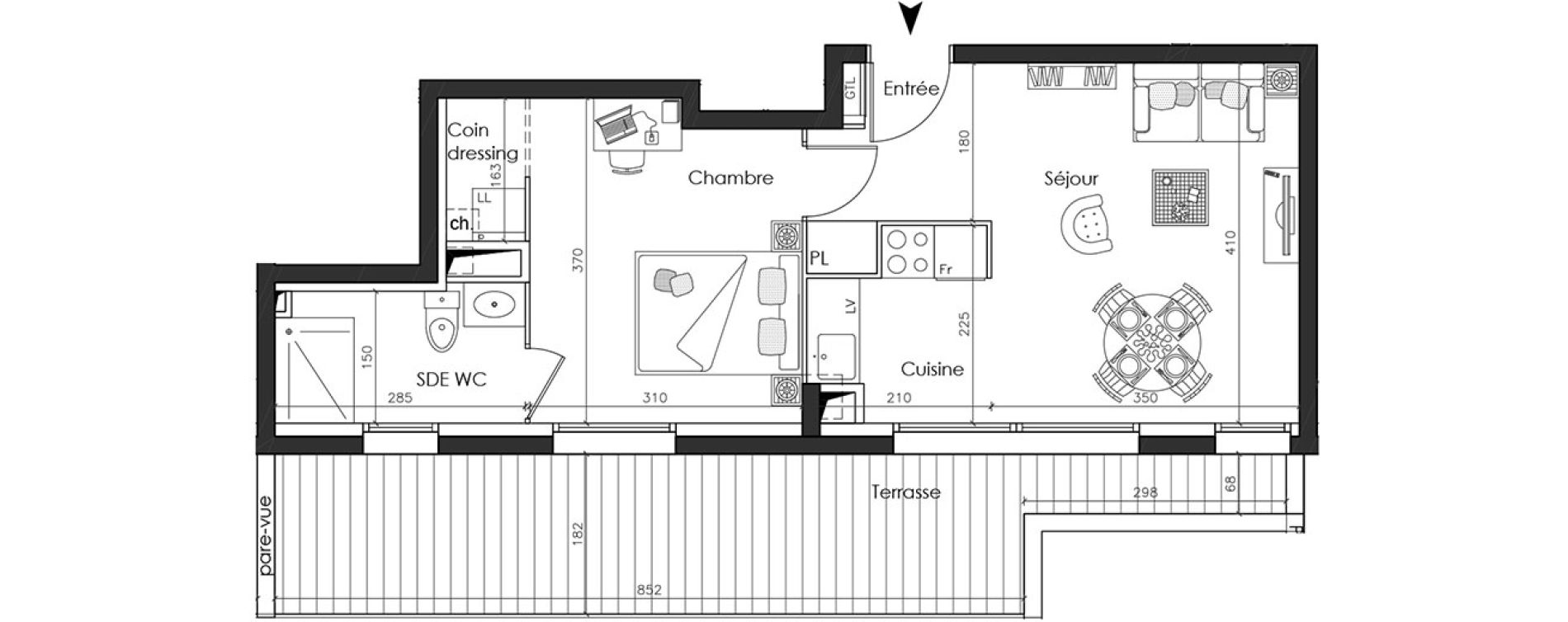 Appartement T2 de 38,83 m2 &agrave; Nantes La gaudini&egrave;re