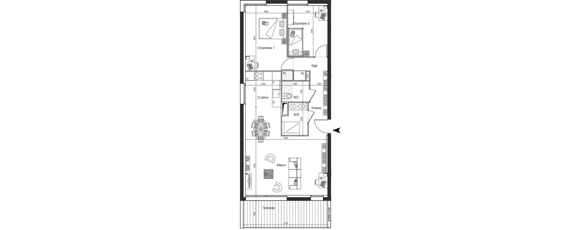 Appartement T3 de 69,00 m2 &agrave; Nantes La gaudini&egrave;re