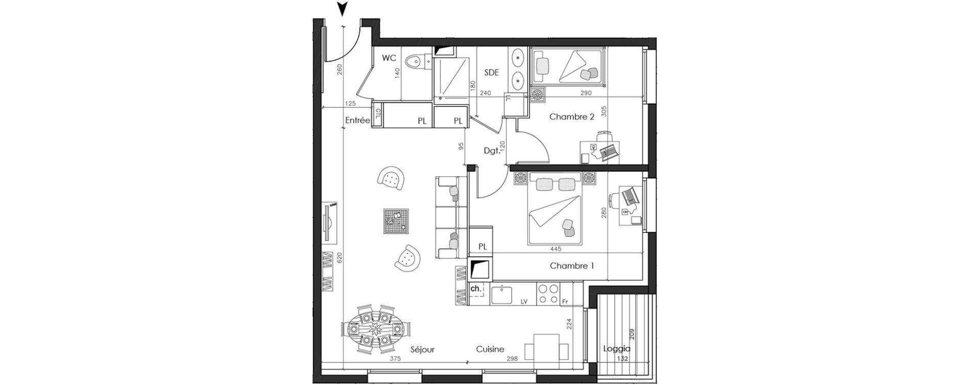 Appartement T3 de 63,27 m2 &agrave; Nantes La gaudini&egrave;re