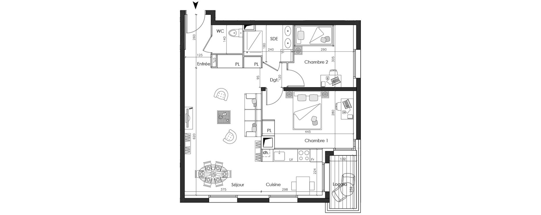 Appartement T3 de 63,27 m2 &agrave; Nantes La gaudini&egrave;re