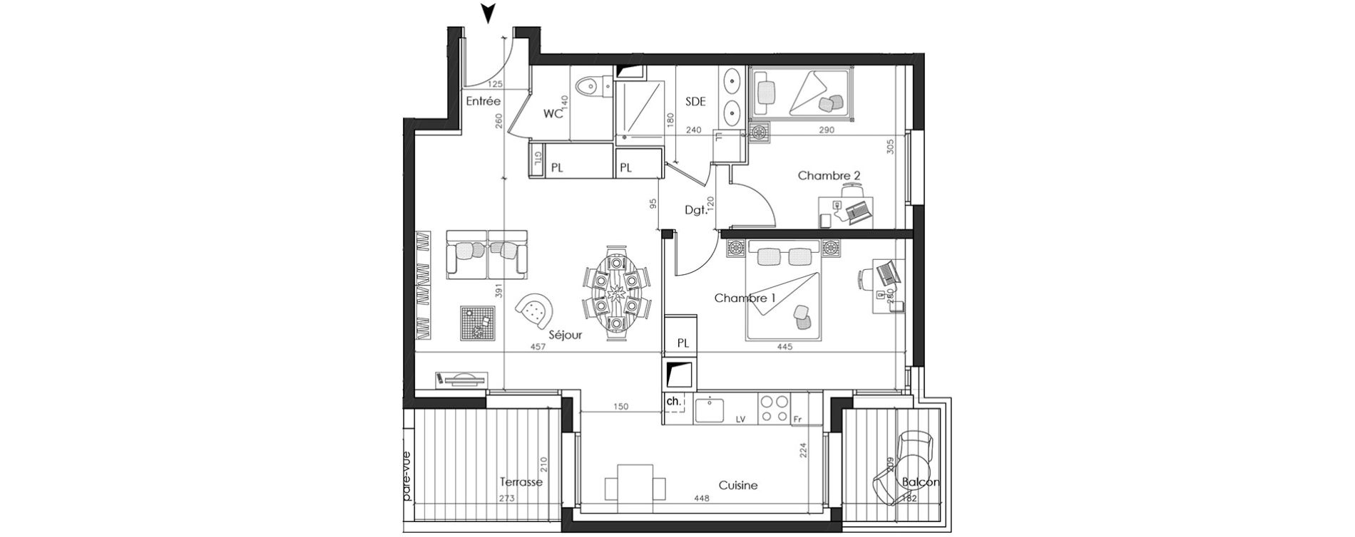 Appartement T3 de 61,90 m2 &agrave; Nantes La gaudini&egrave;re