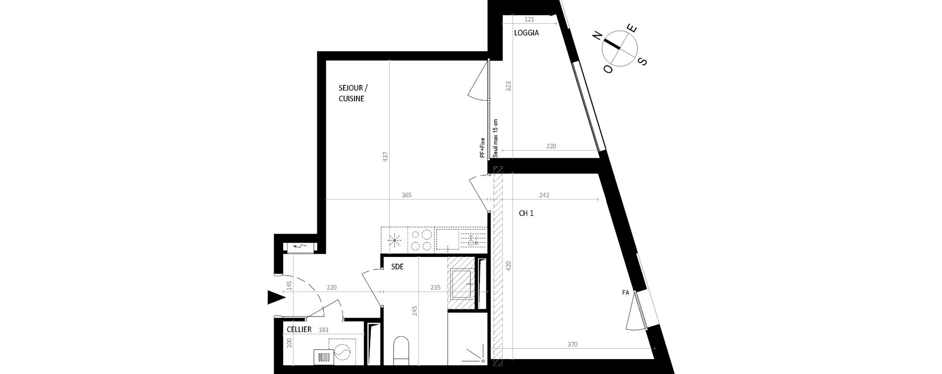 Appartement T2 de 39,19 m2 &agrave; Nantes Botti&egrave;re-ch&eacute;naie