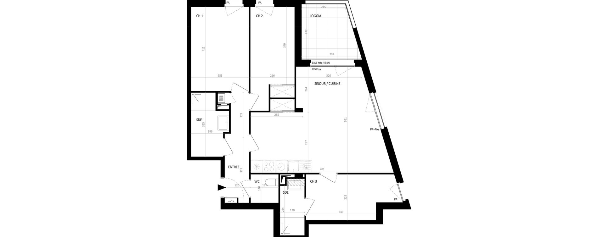 Appartement T4 de 74,91 m2 &agrave; Nantes Botti&egrave;re-ch&eacute;naie