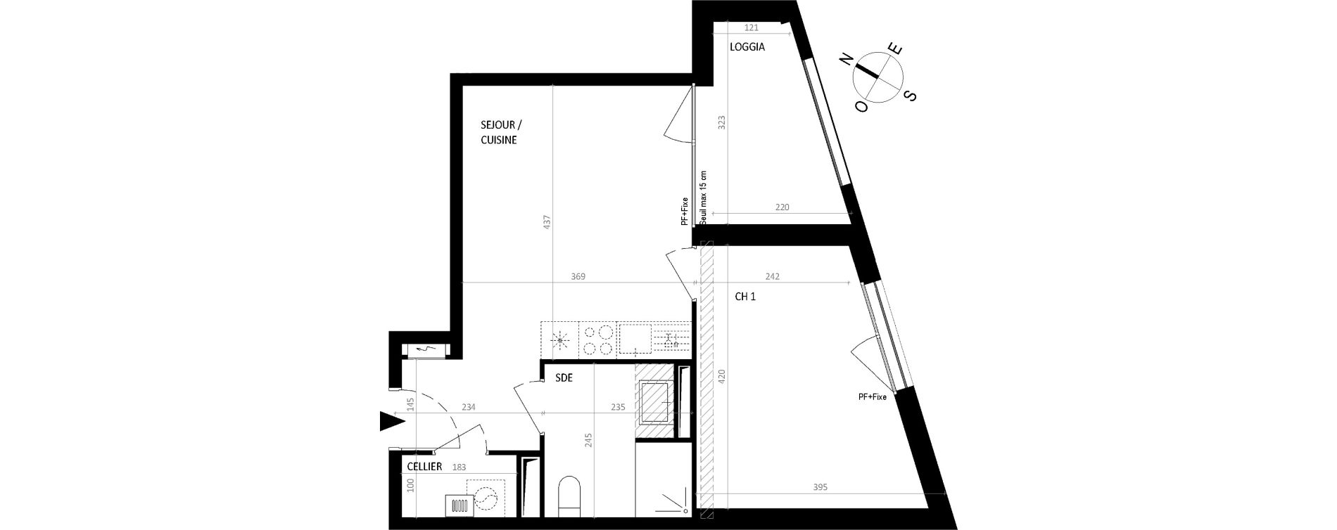 Appartement T2 de 39,19 m2 &agrave; Nantes Botti&egrave;re-ch&eacute;naie