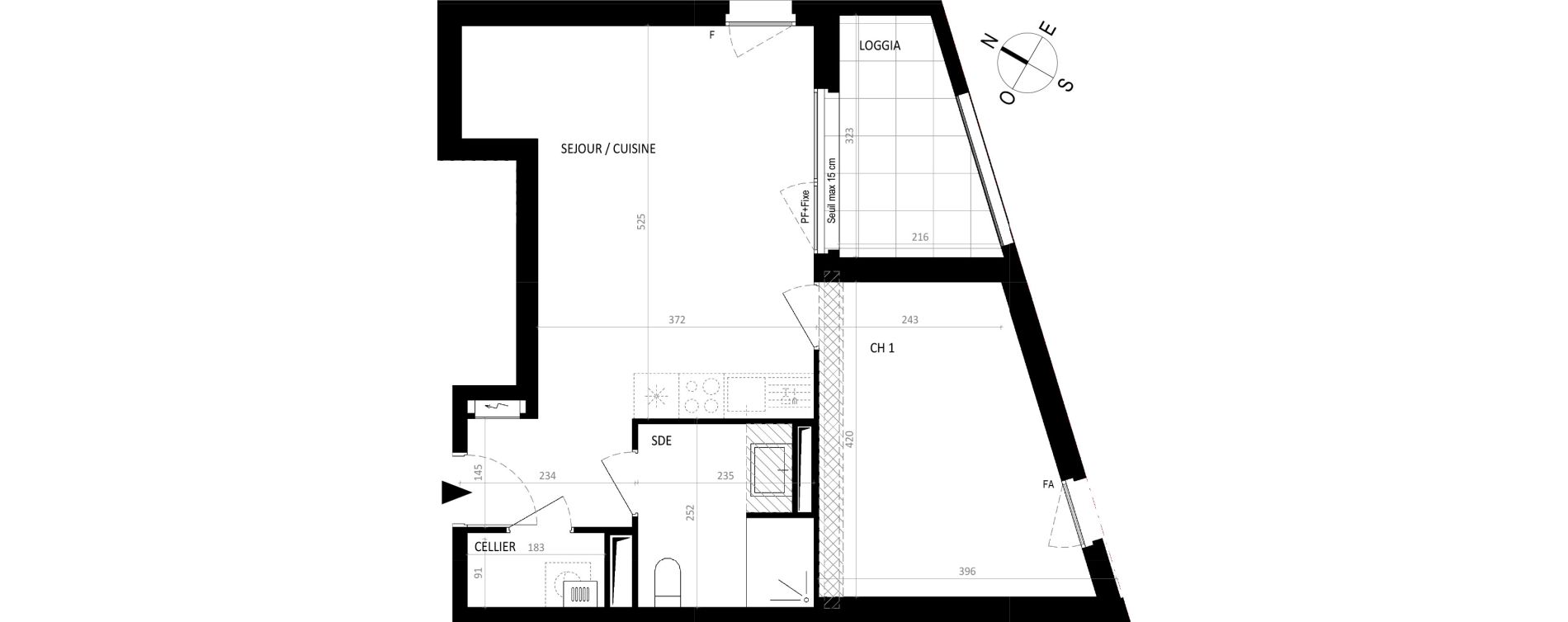 Appartement T2 de 44,13 m2 &agrave; Nantes Botti&egrave;re-ch&eacute;naie