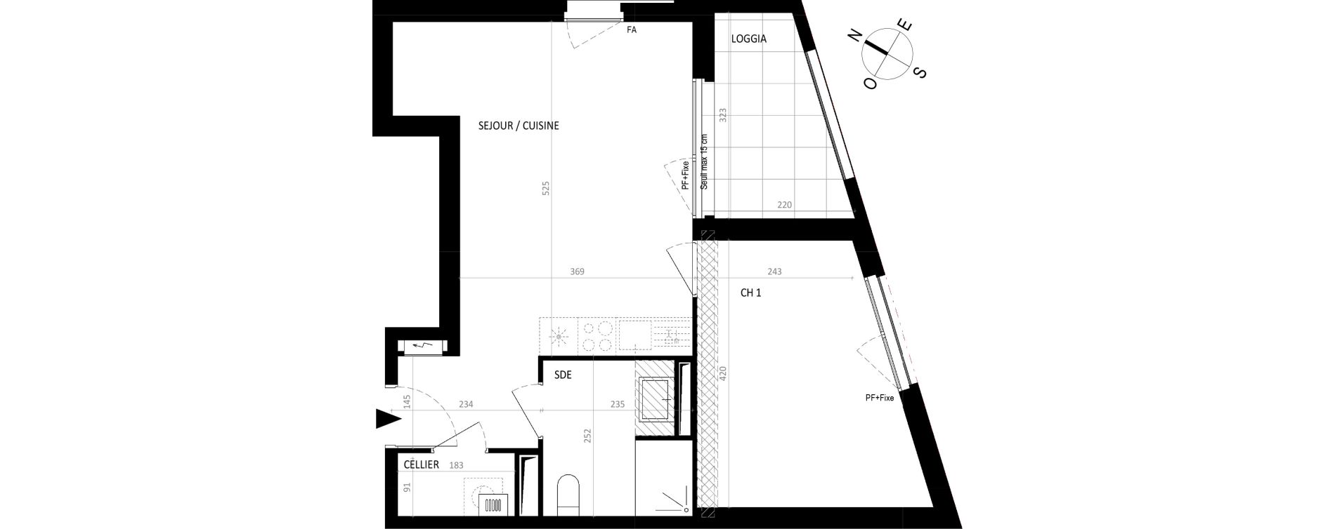 Appartement T2 de 43,99 m2 &agrave; Nantes Botti&egrave;re-ch&eacute;naie