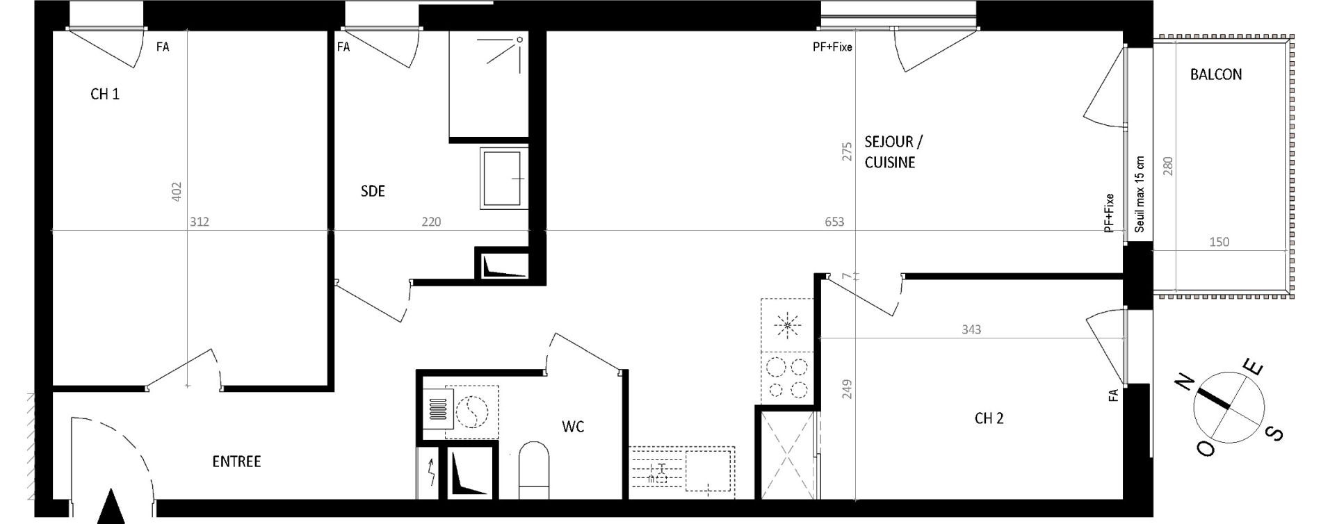 Appartement T3 de 61,43 m2 &agrave; Nantes Botti&egrave;re-ch&eacute;naie