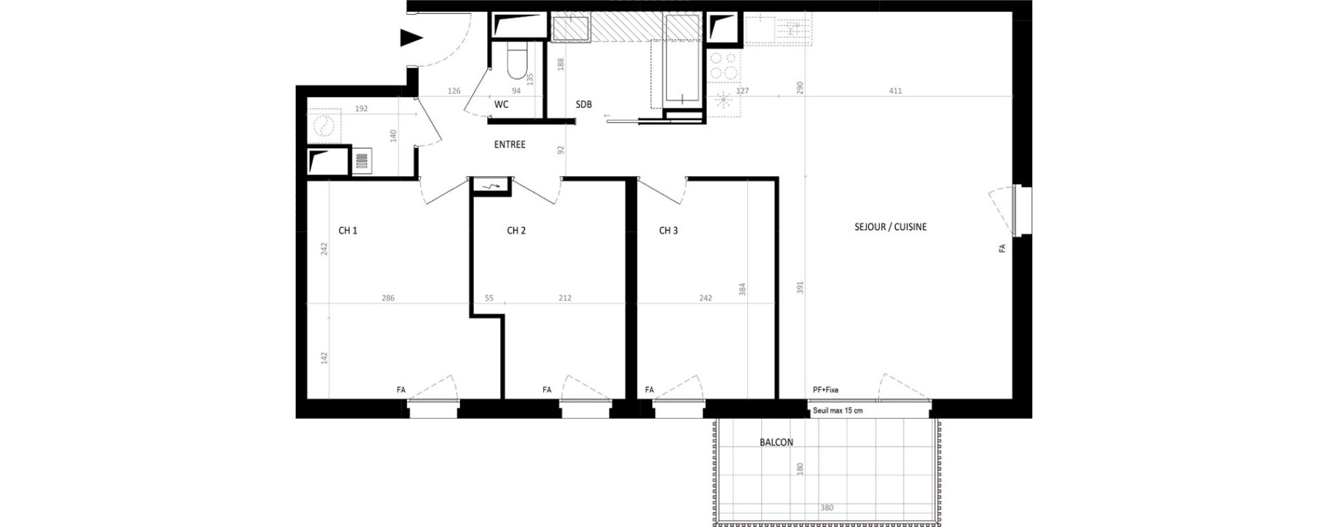 Appartement T4 de 77,00 m2 &agrave; Nantes Botti&egrave;re-ch&eacute;naie
