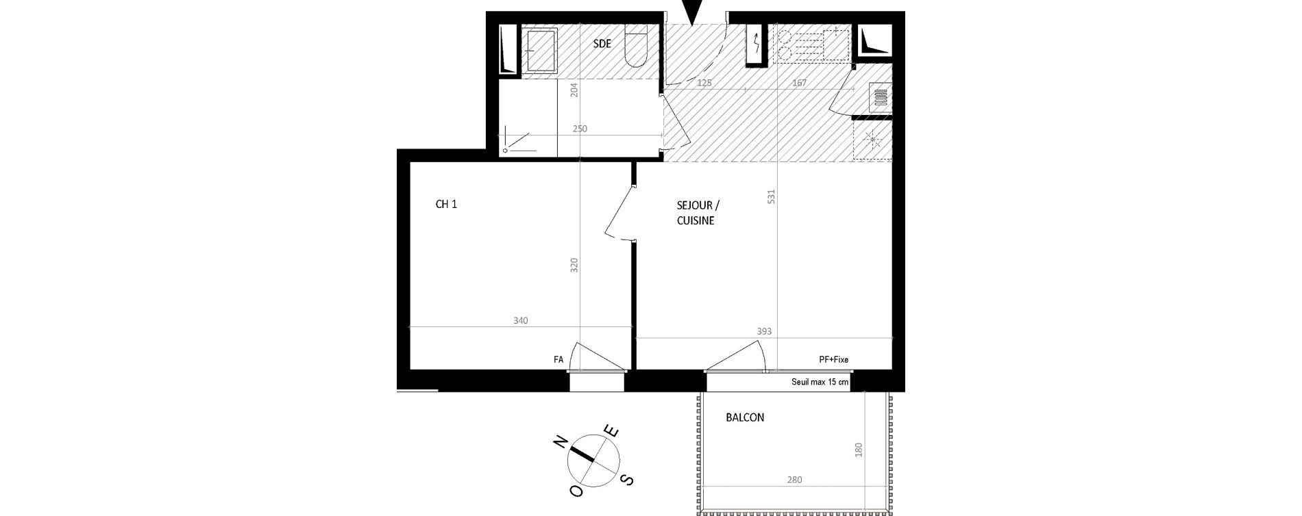 Appartement T2 de 34,43 m2 &agrave; Nantes Botti&egrave;re-ch&eacute;naie