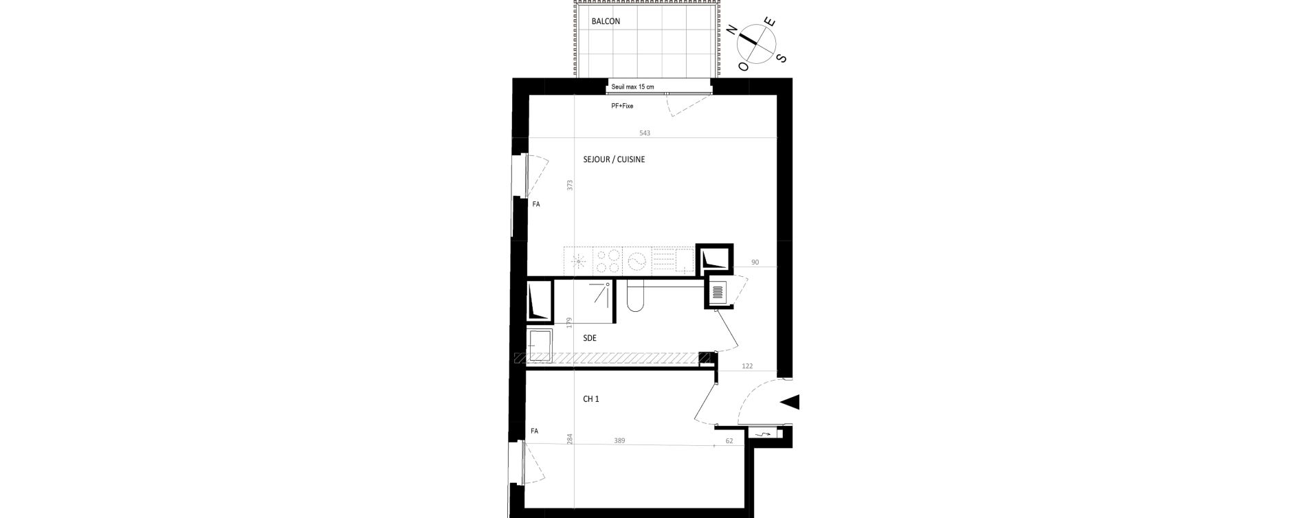 Appartement T2 de 40,19 m2 &agrave; Nantes Botti&egrave;re-ch&eacute;naie