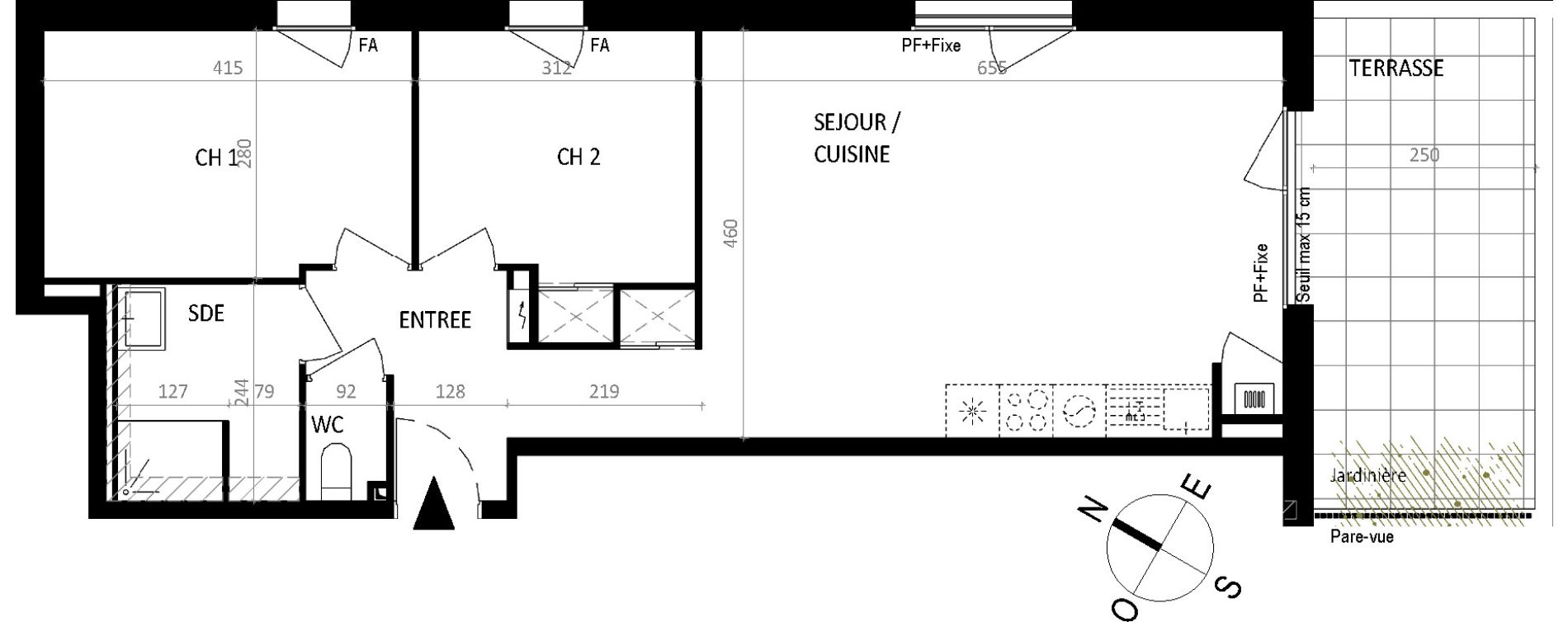 Appartement T3 de 63,48 m2 &agrave; Nantes Botti&egrave;re-ch&eacute;naie