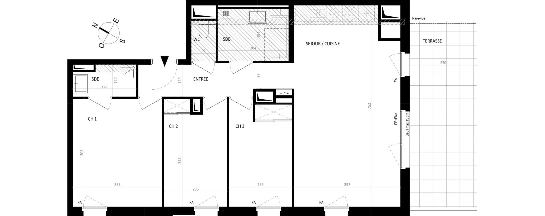 Appartement T4 de 76,37 m2 &agrave; Nantes Botti&egrave;re-ch&eacute;naie