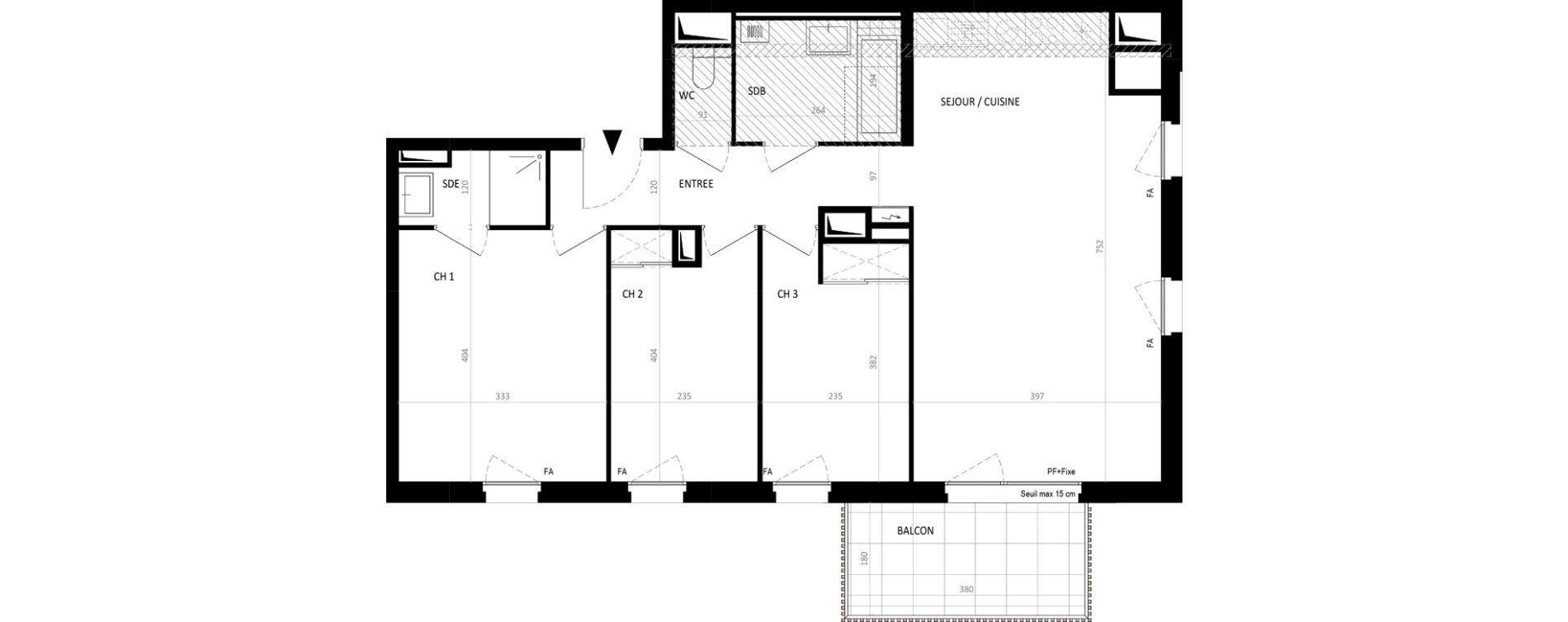 Appartement T4 de 76,37 m2 &agrave; Nantes Botti&egrave;re-ch&eacute;naie