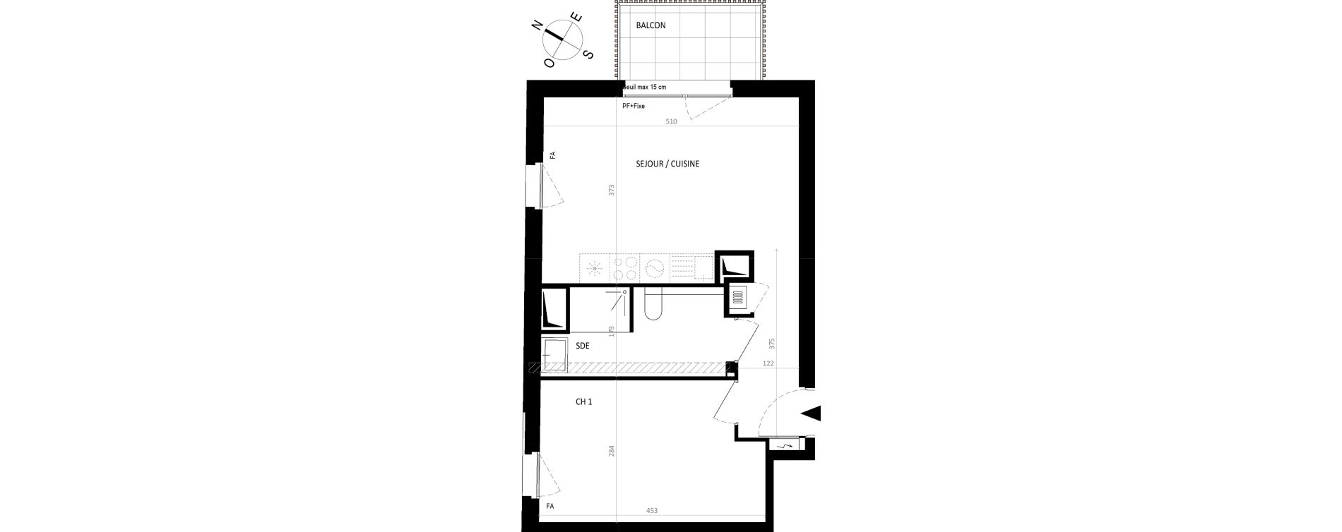 Appartement T2 de 40,42 m2 &agrave; Nantes Botti&egrave;re-ch&eacute;naie