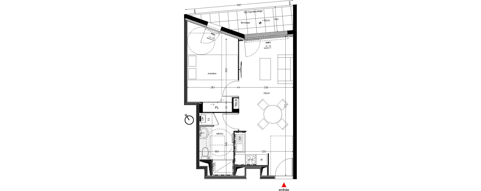 Appartement T2 de 40,40 m2 &agrave; Nantes La perverie
