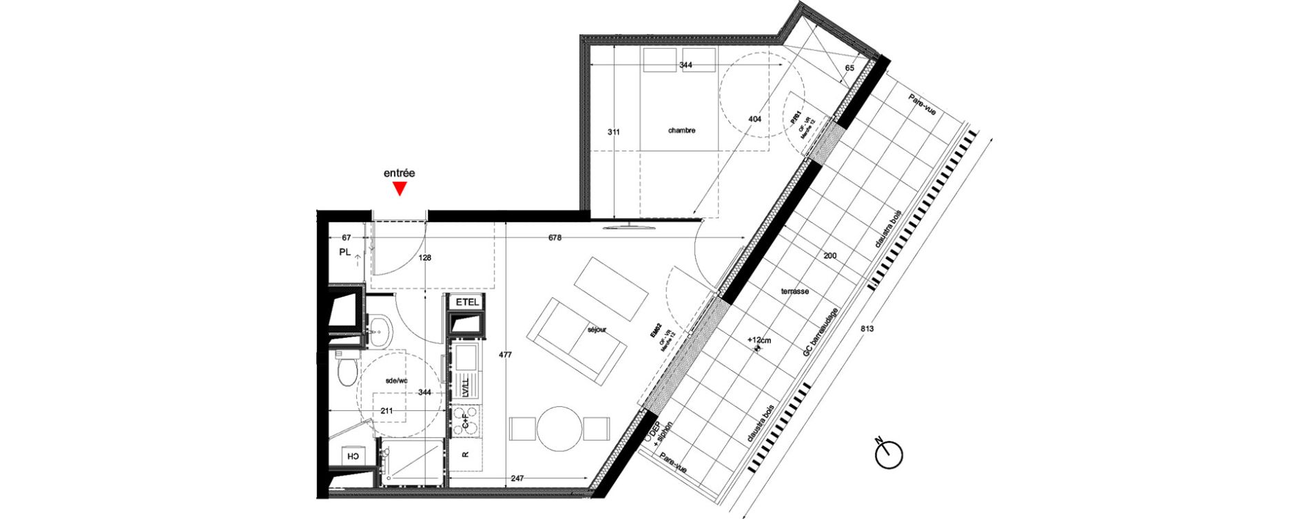 Appartement T2 de 40,90 m2 &agrave; Nantes La perverie