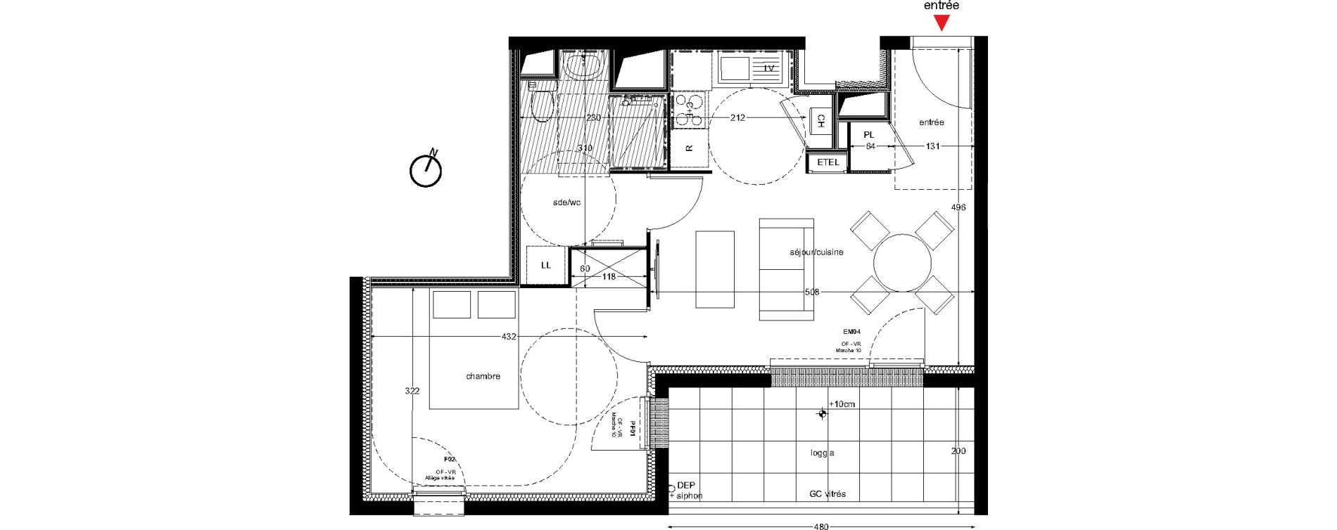 Appartement T2 de 43,40 m2 &agrave; Nantes La perverie