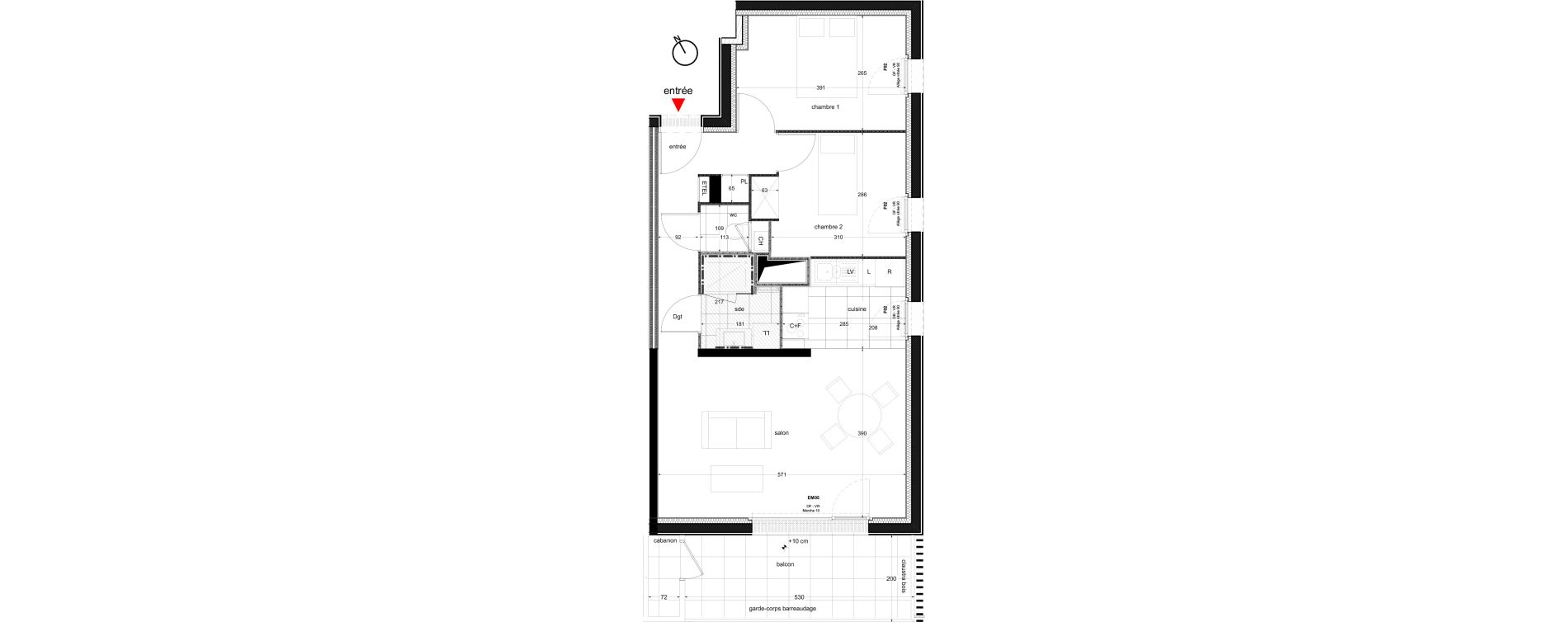 Appartement T3 de 58,30 m2 &agrave; Nantes La perverie