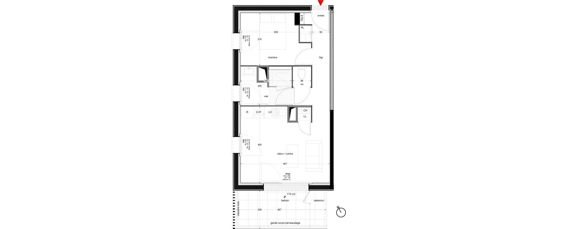Appartement T2 de 39,10 m2 &agrave; Nantes La perverie