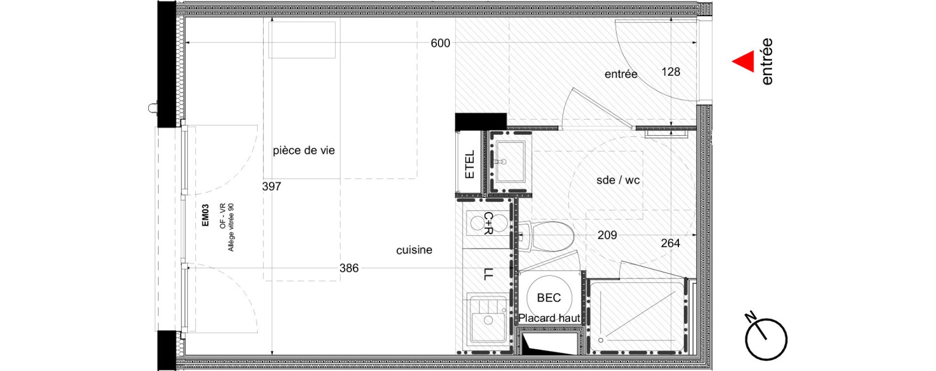 Appartement T1 de 22,40 m2 &agrave; Nantes La perverie