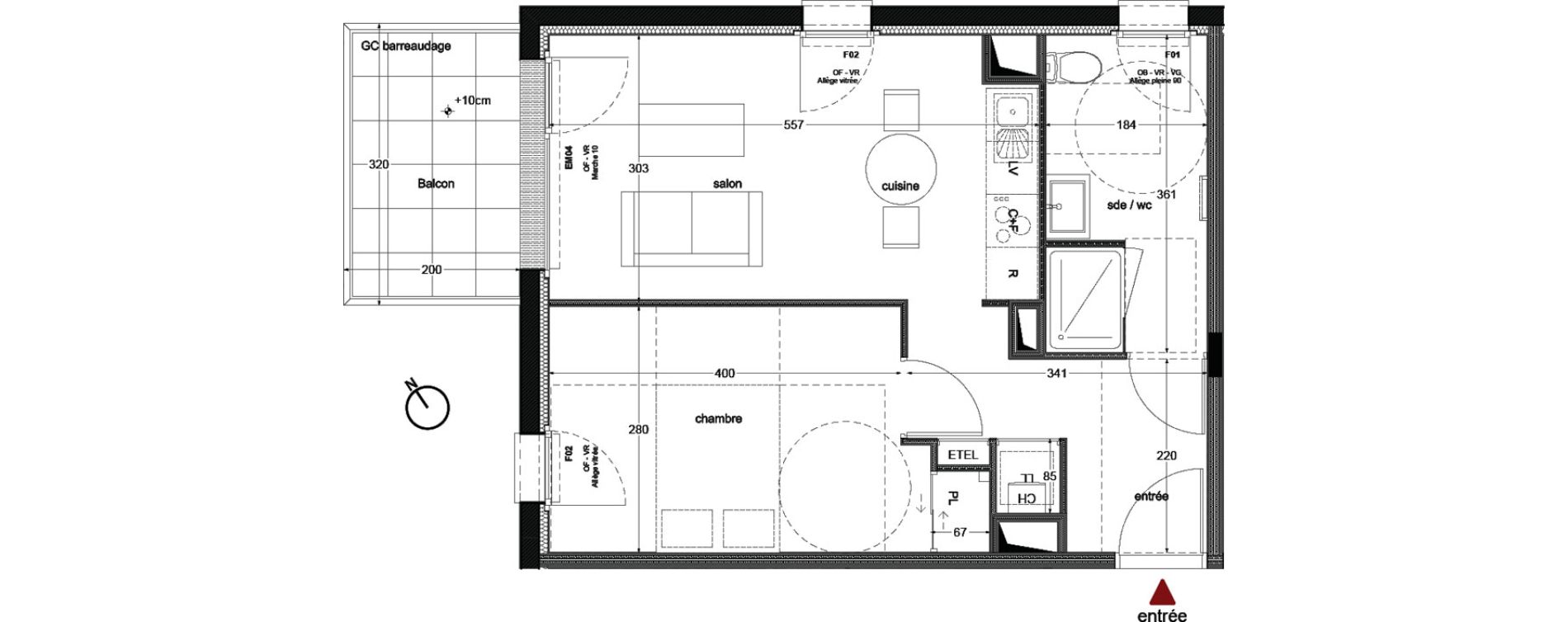 Appartement T2 de 41,70 m2 &agrave; Nantes La perverie