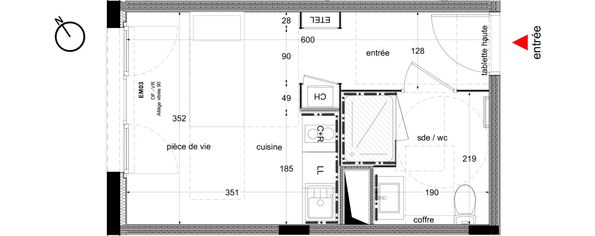 Appartement T1 de 20,10 m2 &agrave; Nantes La perverie