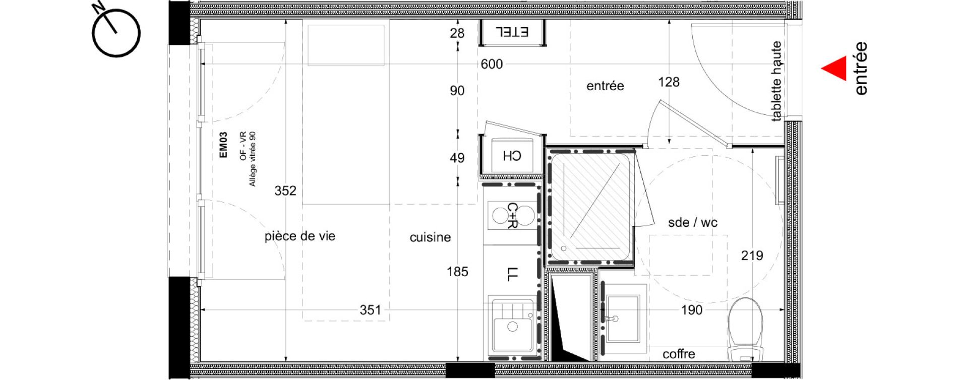 Appartement T1 de 20,10 m2 &agrave; Nantes La perverie