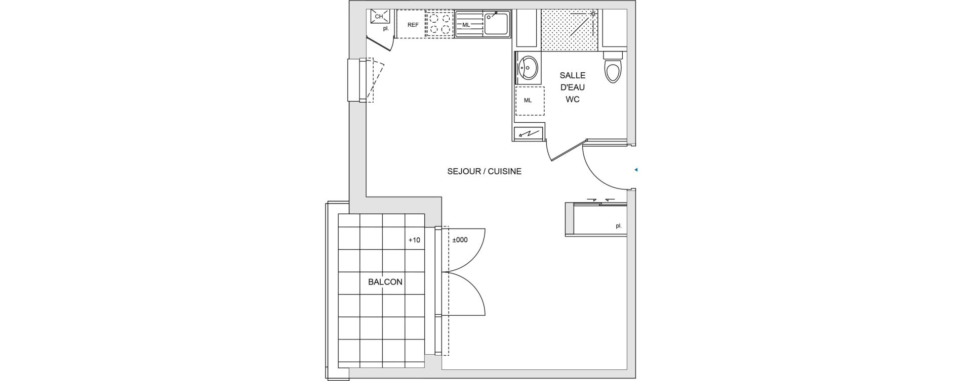 Appartement T1 de 34,58 m2 &agrave; Nantes Santos - dumont