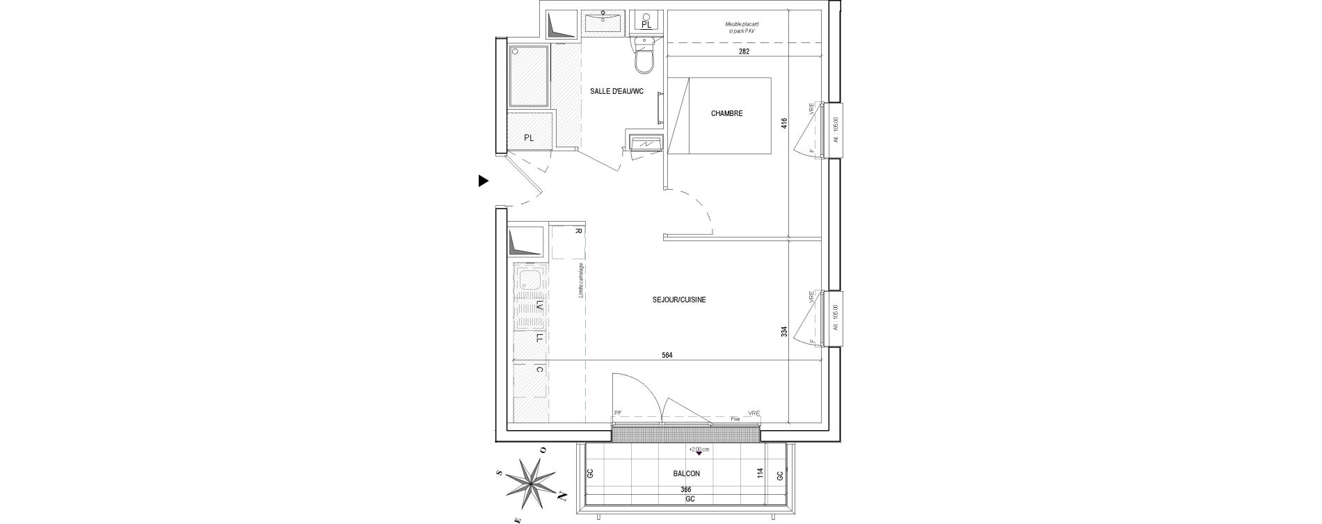 Appartement T2 de 40,45 m2 &agrave; Nantes Zola