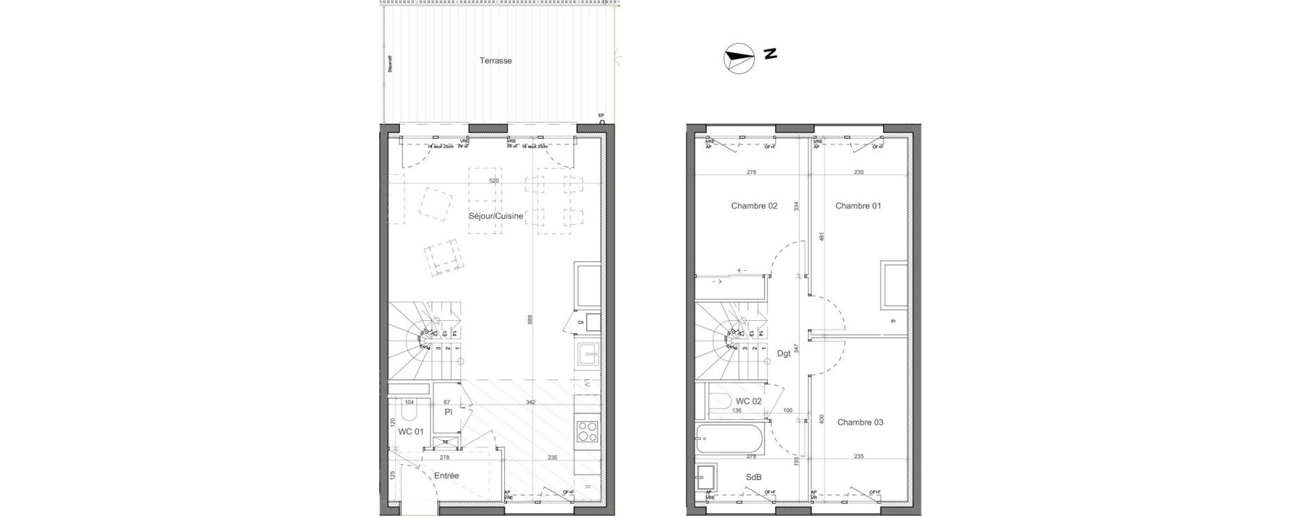 Duplex T4 de 80,65 m2 &agrave; Nantes Santos - dumont