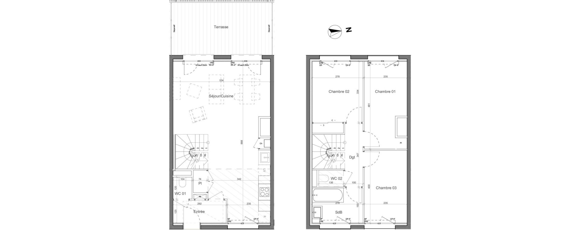 Duplex T4 de 81,55 m2 &agrave; Nantes Santos - dumont