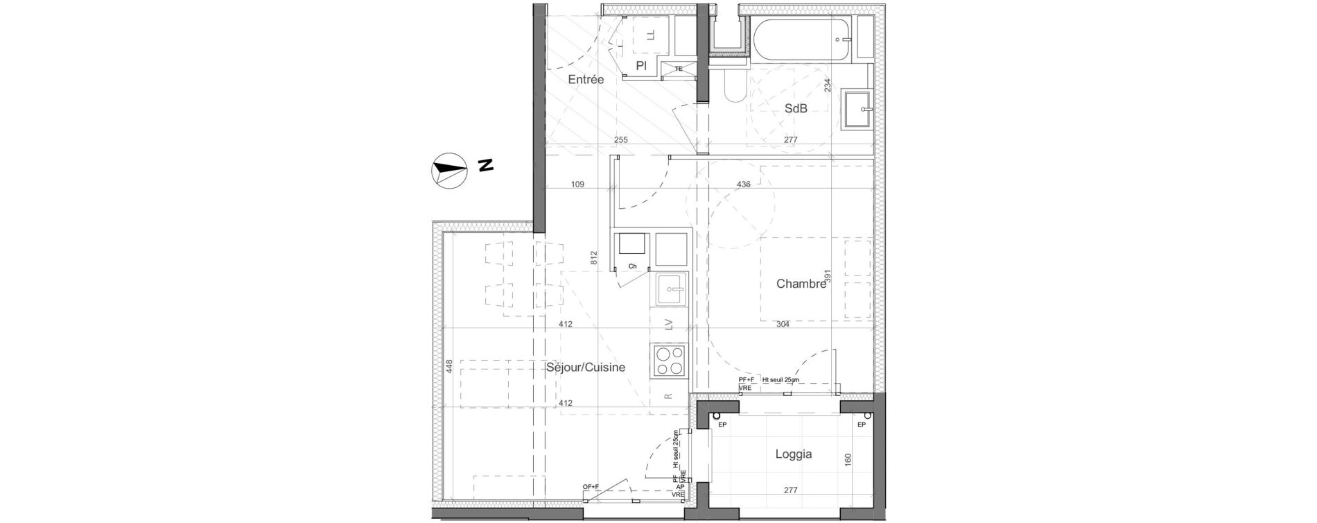 Appartement T2 de 43,23 m2 &agrave; Nantes Santos - dumont