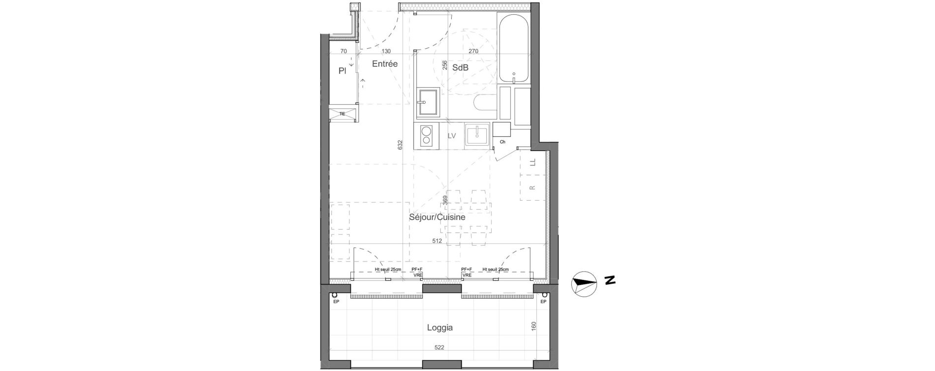 Appartement T1 de 28,75 m2 &agrave; Nantes Santos - dumont
