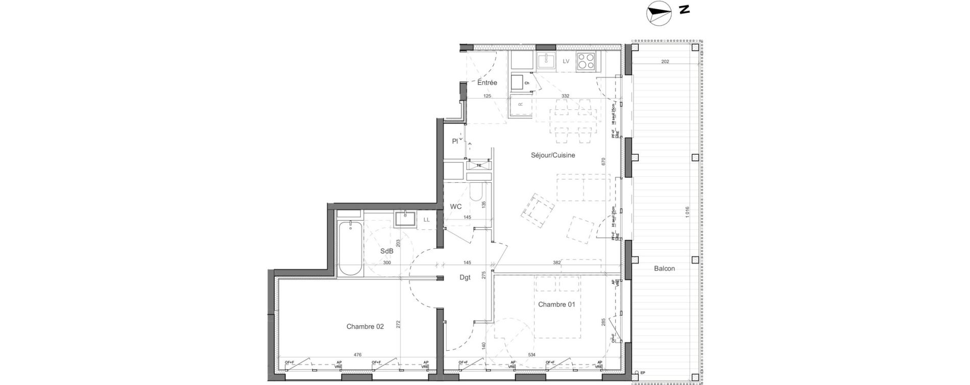 Appartement T3 de 65,63 m2 &agrave; Nantes Santos - dumont