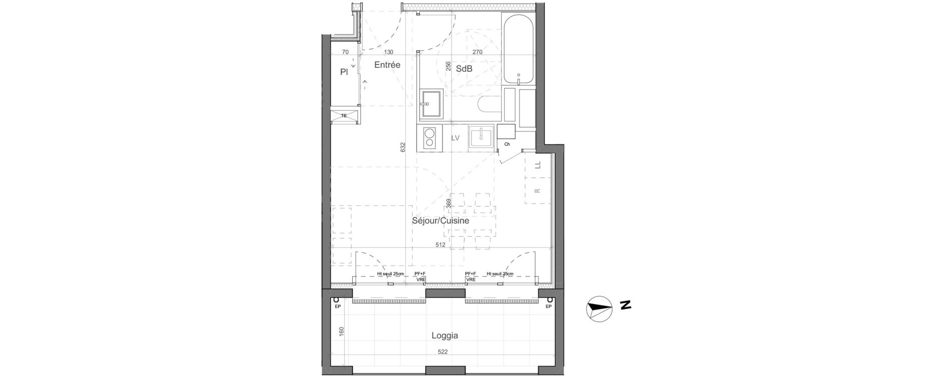 Appartement T1 de 28,75 m2 &agrave; Nantes Santos - dumont