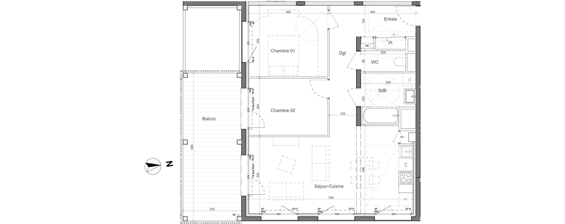 Appartement T3 de 69,08 m2 &agrave; Nantes Santos - dumont