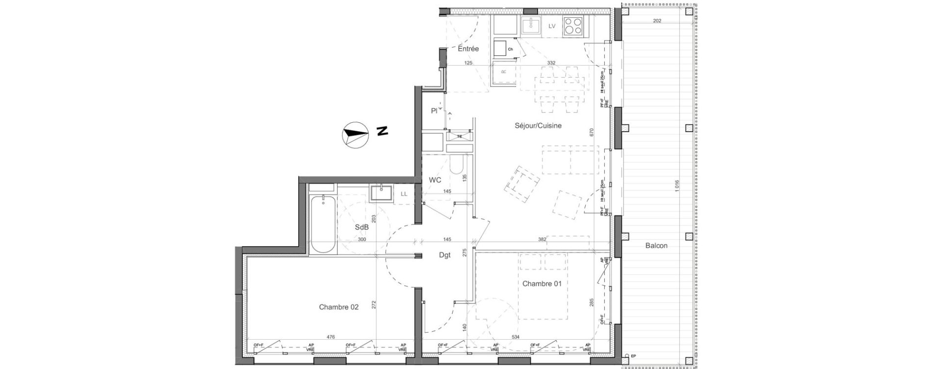 Appartement T3 de 65,63 m2 &agrave; Nantes Santos - dumont