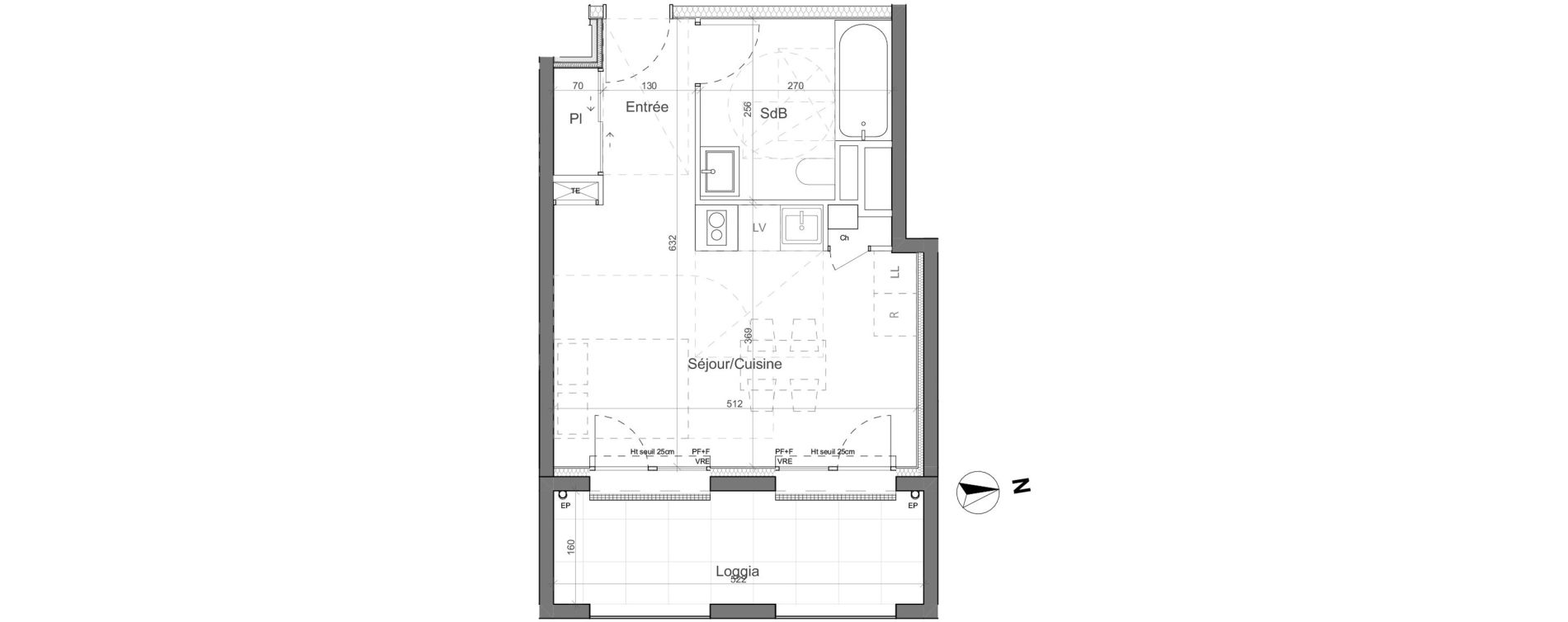 Appartement T1 de 28,75 m2 &agrave; Nantes Santos - dumont