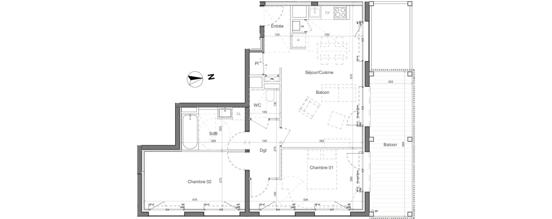 Appartement T3 de 65,63 m2 &agrave; Nantes Santos - dumont