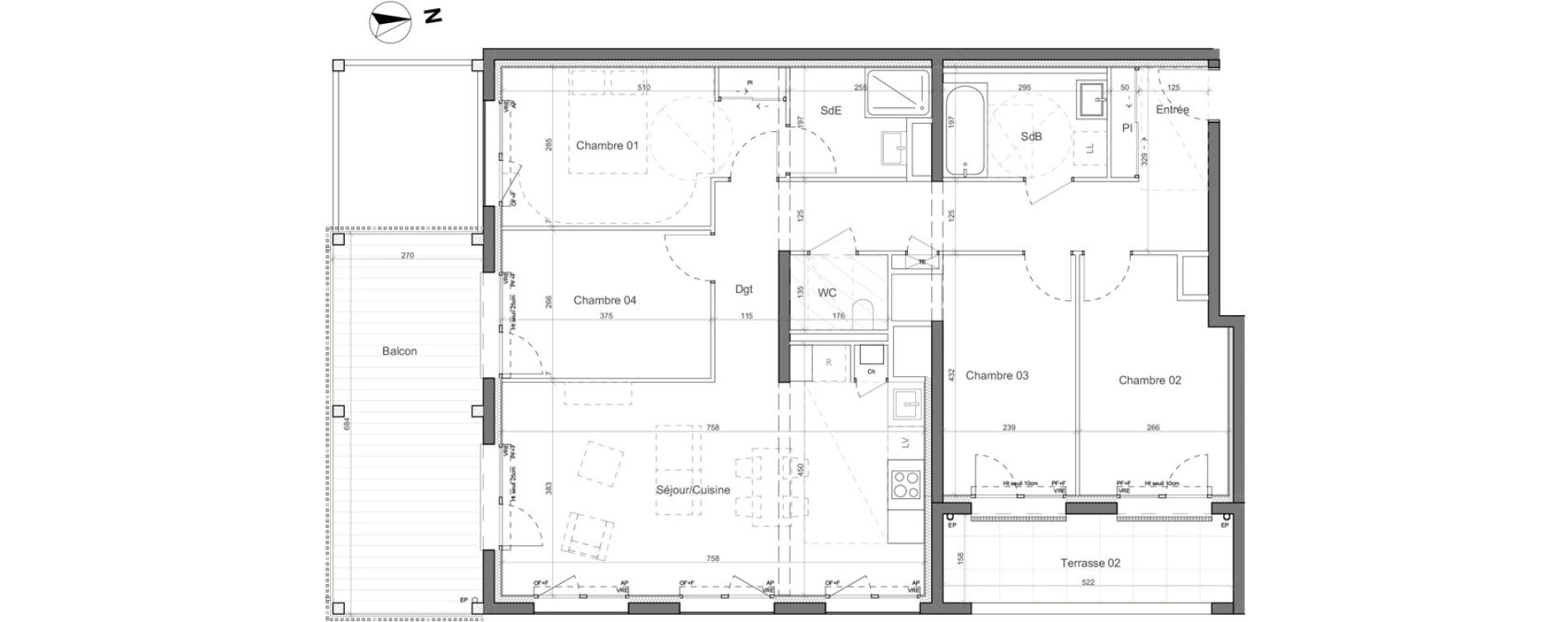 Appartement T5 de 104,82 m2 &agrave; Nantes Santos - dumont