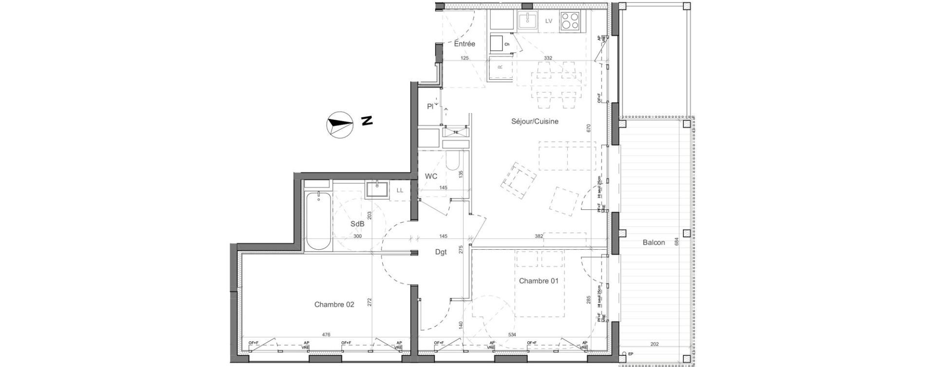 Appartement T3 de 65,63 m2 &agrave; Nantes Santos - dumont